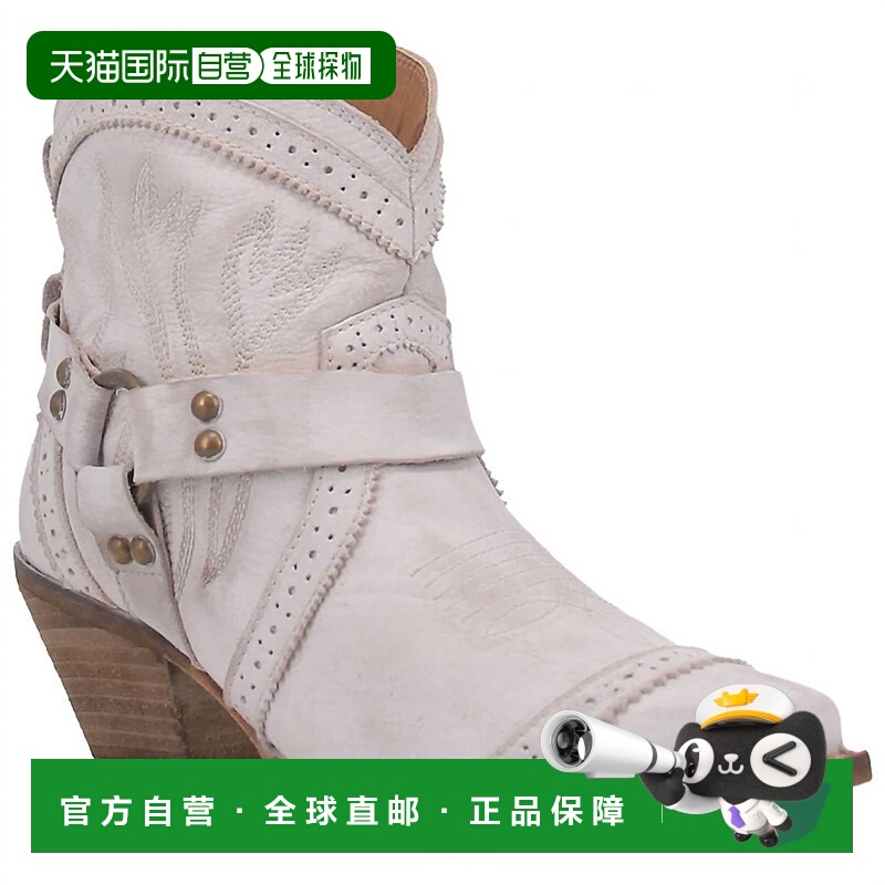 自营 dingo女式软糖熊短西部牛仔靴米白色-米白色 美国奥莱直发