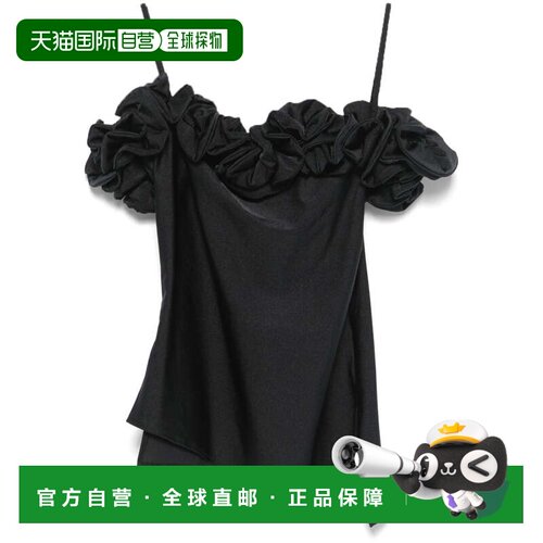 自营coperniOff-Shoulder Top with Ruffled Neckline - black 美
