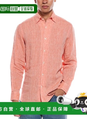 自营Robert Talbott Morgan Solid Linen Shirt - orange 美国奥