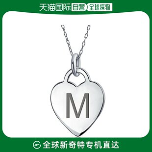 项链吊坠纯银银项链字母银色心形 通用 Jewelry 美国直邮Bling