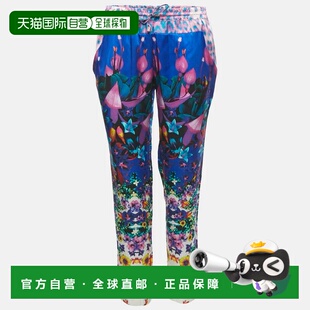 自营Roberto Cavalli Blue Floral Print Stain Trousers - blue