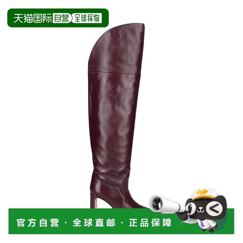 自营stuart weitzmanKnee-High Brown Leather Boots With Polish