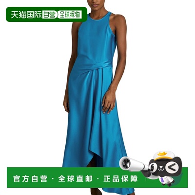 自营reissRice Micah Drape场合连衣裙-蓝色 美国奥莱直发