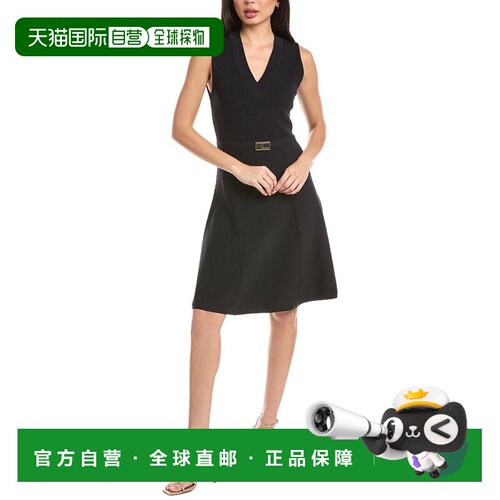 自营St. John Flared Knit Midi Dress - navy 美国奥莱直发
