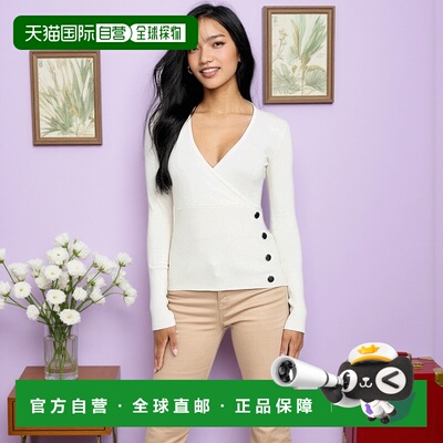 自营 guessVicky Surplice 上衣 - 鸽子白 美国奥莱直发针织衫