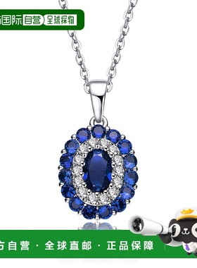 自营 genevive纯银镀铑和蓝宝石立方氧化锆吊坠 - 蓝色 美国奥莱