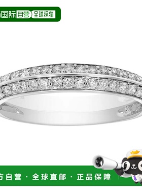 自营vir jewels1/3 克拉女士钻石婚戒，14K 白金爪镶两排钻石婚戒