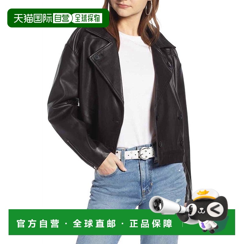 【美国直邮】something navy 女士 皮质外套皮夹克真皮西装