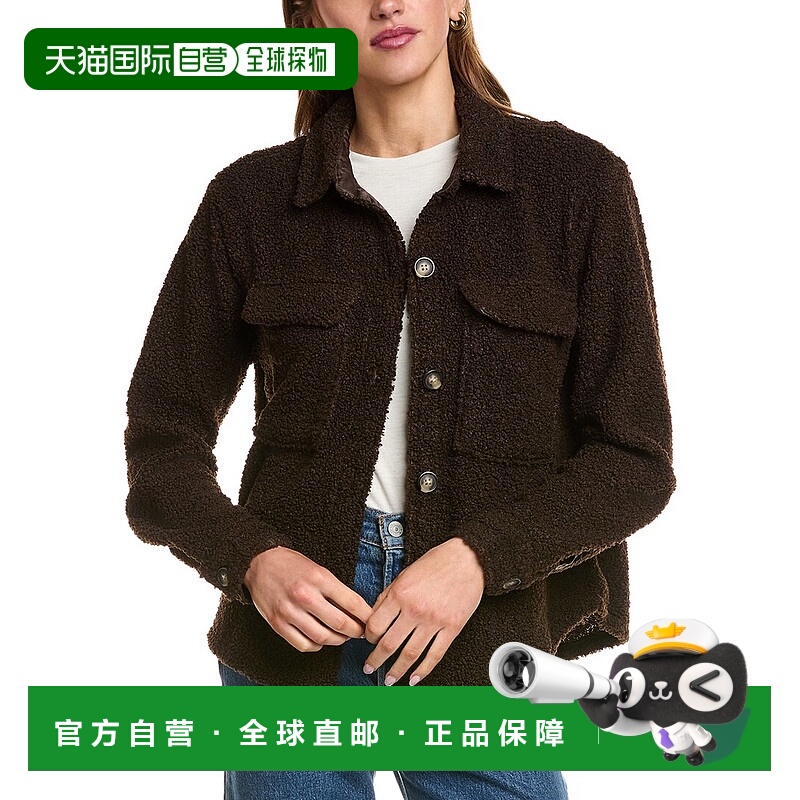 自营beachlunchlounge Tory Fleece Shacket - brown 美国奥莱直