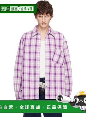 1h可退 香港直邮潮奢 Erl 男士 紫色格纹衬衫 ERL11B003 purple紫