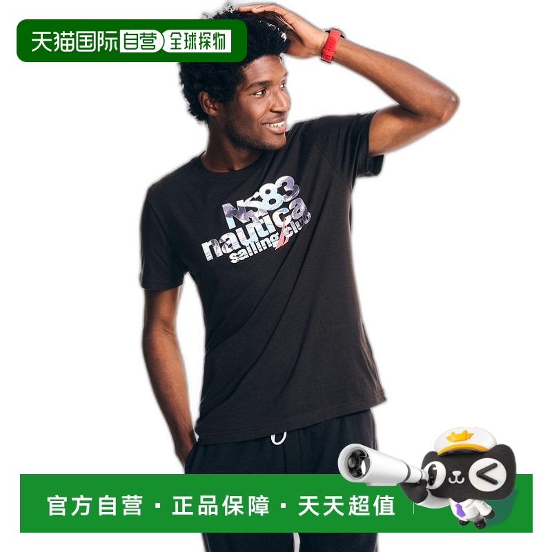 自营Nautica Mens Ns83 Sailing Graphic T-Shirt - true black