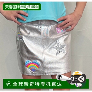 直發(fā) 美國奧萊 自營 mia銀色女孩標志迷你裙