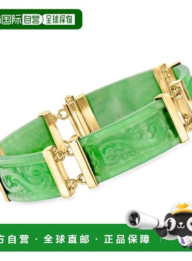自营Ross-Simons Jade Dragon Bracelet With 18kt Gold Over Ste