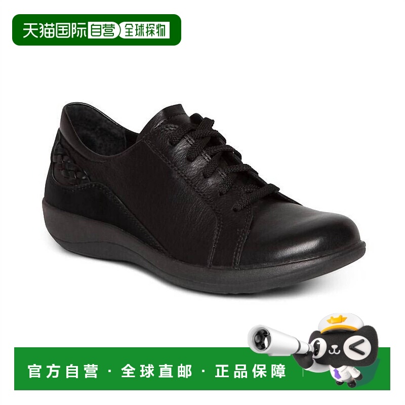 自营aetrex女式Dana系带牛津休闲运动鞋，黑色 美国奥莱直发