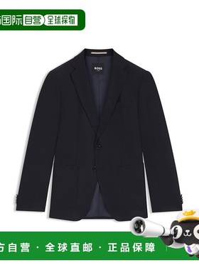 自营bossPatterned regular-fit jacket in virgin wool - dark b