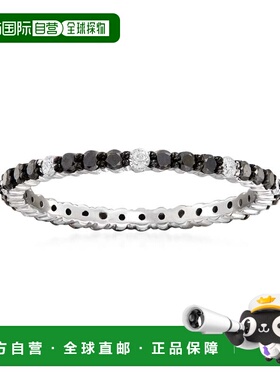 自营Ross-Simons 14kt 白金黑白钻石永恒戒指 - 白色 美国奥莱直