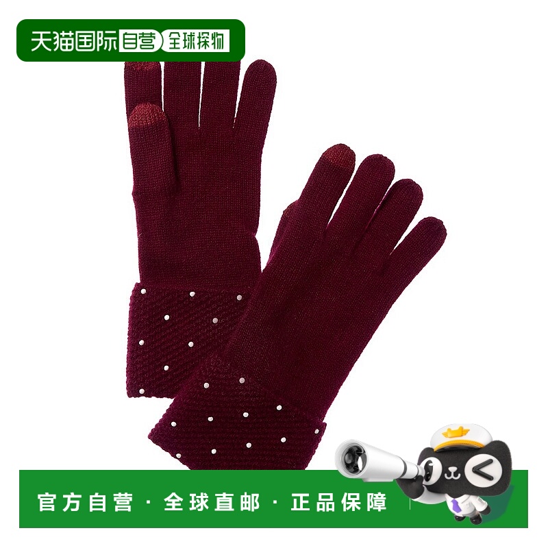 自营sofiacashmere Heat Set Cuffs Cashmere Glove - red 美国奥