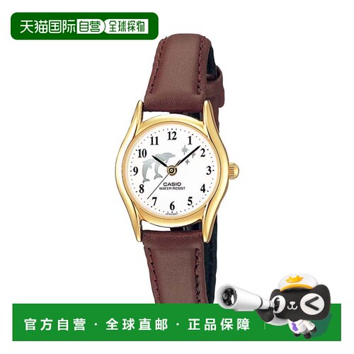 自营Casio Women’s Gold Analog Watch with Brown Leather Band
