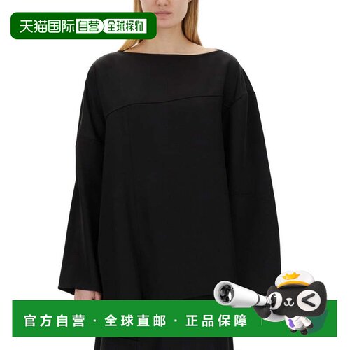 自营jil sanderAsymmetrical Black Top With Unique Silhouette