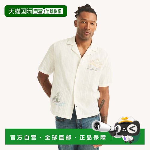 自营Nautica Mens Short-Sleeve Camp Shirt - sail white ns 美