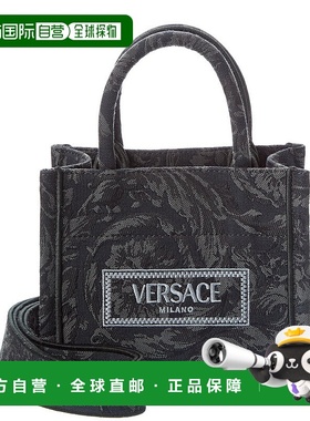自营Versace Athena Barocco Mini Canvas Tote - black 美国奥莱