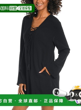 自营La Blanca Tunic Coverup - black 美国奥莱直发