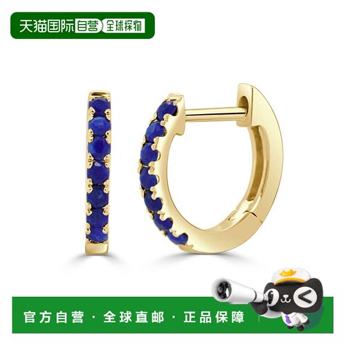 自营sabrina14K Yellow Gold Lapis Huggie Earrings - yellow go