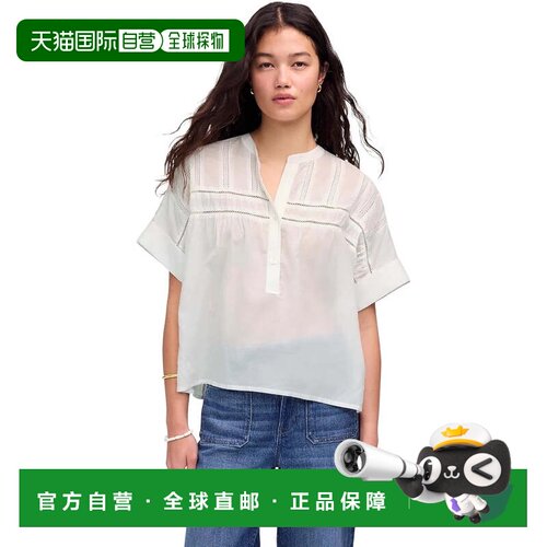 自营Women's Madewell Samoa Top White Sushi Voile Henley Neck