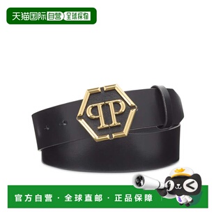 lightgold 自营philipp 美国 black Hexagon pleinLeather Belt