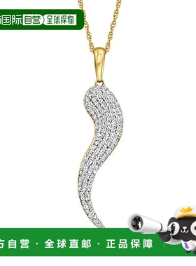 自营 Ross-Simons 密镶钻石意大利角形吊坠项链，18kt 黄金镀纯银