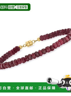 自营Ross-Simons 红宝石珠手链配 14 克拉黄金磁性扣环 - 7 英寸