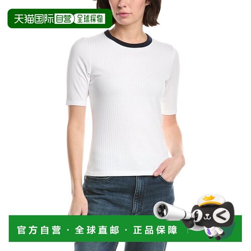 自营rag & bone The Knit Contrast Ringer T-Shirt - white 美国