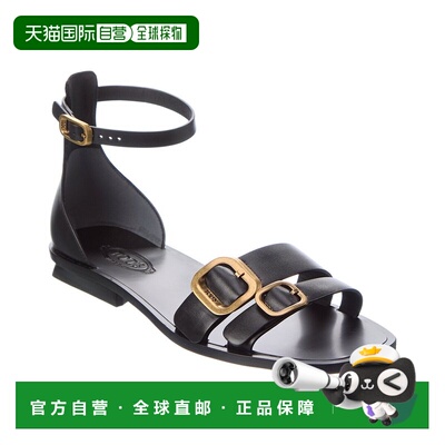 自营 tod'sTOD皮革凉鞋-黑色 美国奥莱直发新款单鞋罗马鞋