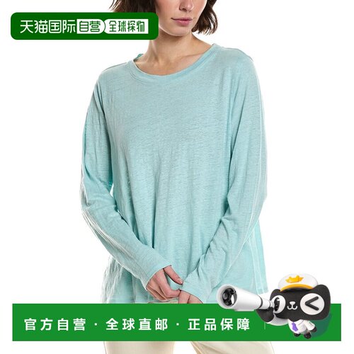 自营EILEEN FISHER Linen T-Shirt - blue 美国奥莱直发上衣女装