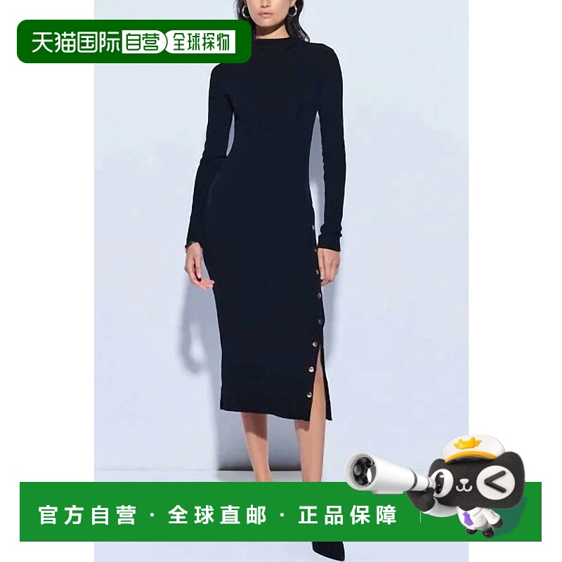 自营 nation ltdLeni 侧按扣连衣裙（墨黑色） - 墨黑色 美国奥莱