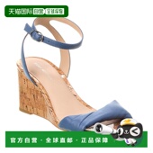 蓝色 自营Stuart 美国奥莱直 皮革坡跟凉鞋 Weitzman Everly