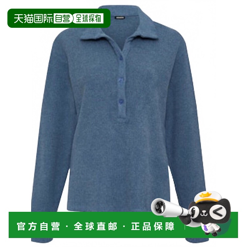 自营monrow女式拉丝保暖亨利长袖T恤，水洗蓝-水洗蓝 美国奥莱直