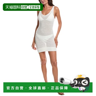 白色 自营 领亚麻迷你连衣裙 美国奥莱直发包臀裙吊带 Onia