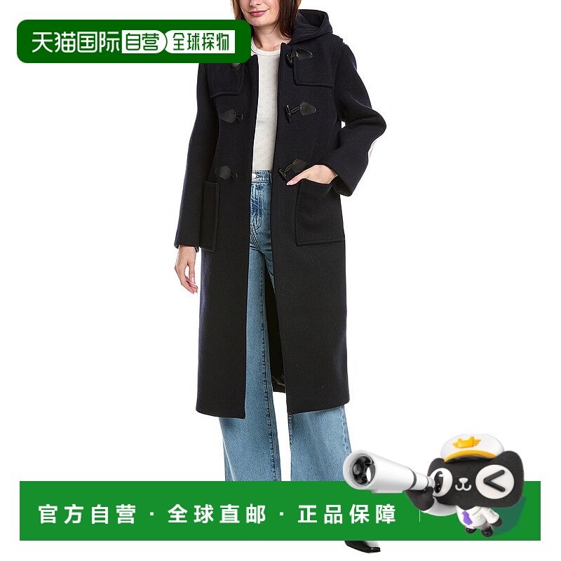 自营Sandro羊毛混纺大衣-蓝色 美国奥莱直发