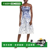 自营Rene 美国奥莱直发 蓝色 Ruiz Midi连衣裙