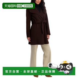 自营Tahari Ella Medium Wool-Blend Coat - brown 美国奥莱直发