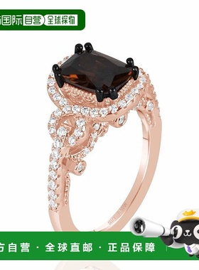 自营 Suzy Levian Rose 纯银棕色巧克力和白色立方氧化锆订婚戒指