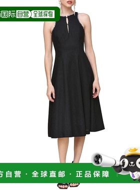 自营 avec les filles女孩吊带镶板摇摆裙-黑色/白色 美国奥莱直