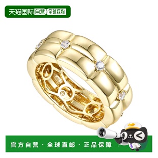 自营 genevive14k 镀金纯银带钻石方晶锆石双编织戒指 - 黄色 美