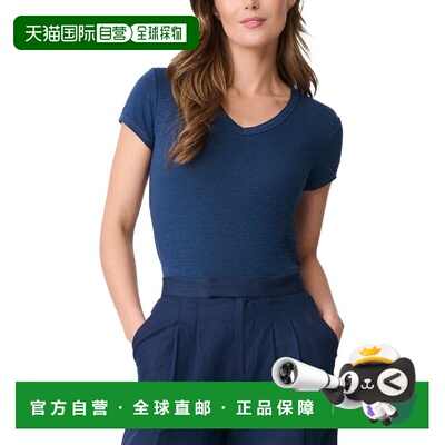 自营J.McLaughlin Kacey Linen-Blend Top - navy 美国奥莱直发
