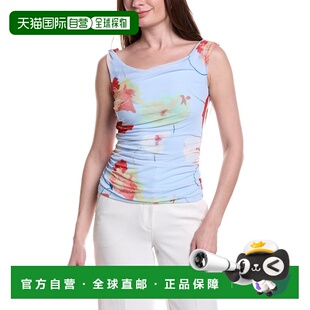 自营Bardot Layana Printed Mesh Asymmetrical Top - blue 美国
