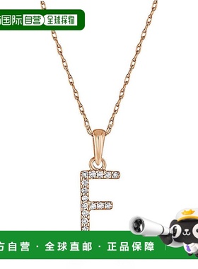 自营 sabrina14k 玫瑰金和钻石初始项链 - 玫瑰 e 美国奥莱直发