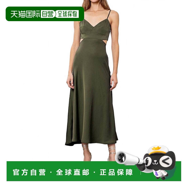 自营moon river橄榄色露脐连衣裙 美国奥莱直发