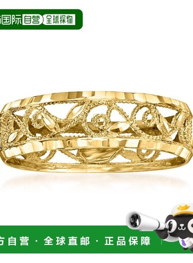 自营 Ross-Simons 意大利 18kt 黄金花丝叶永恒风格戒指 - 黄色