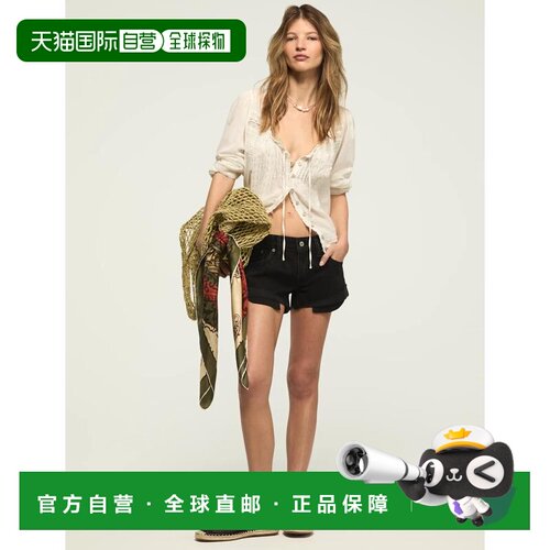 自营lucky brand幸运品牌女装低矮节日短款黑色 美国奥莱直发
